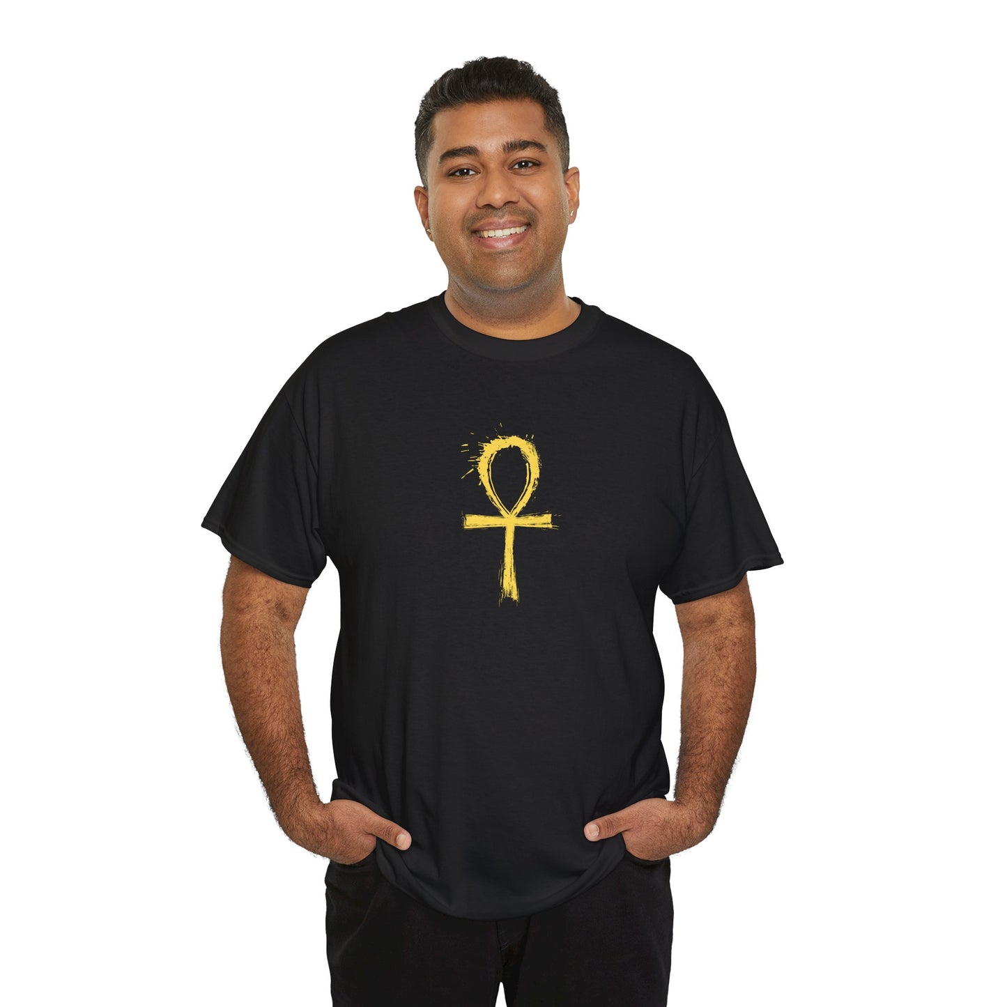 Unisex Heavy Cotton Tee-Golden Ankh