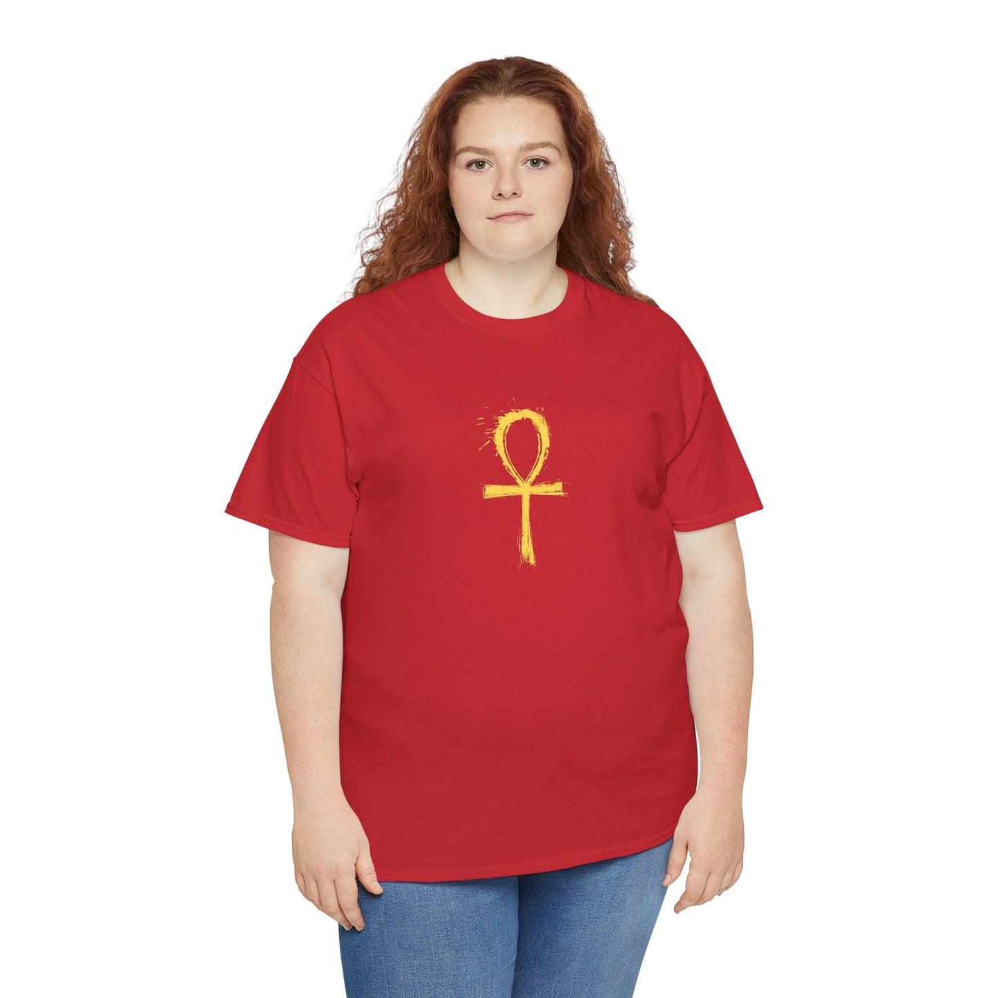 Unisex Heavy Cotton Tee-Golden Ankh