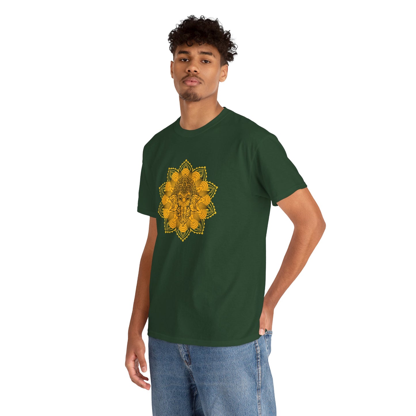 Unisex Heavy Cotton Tee-Ganesha Mandala