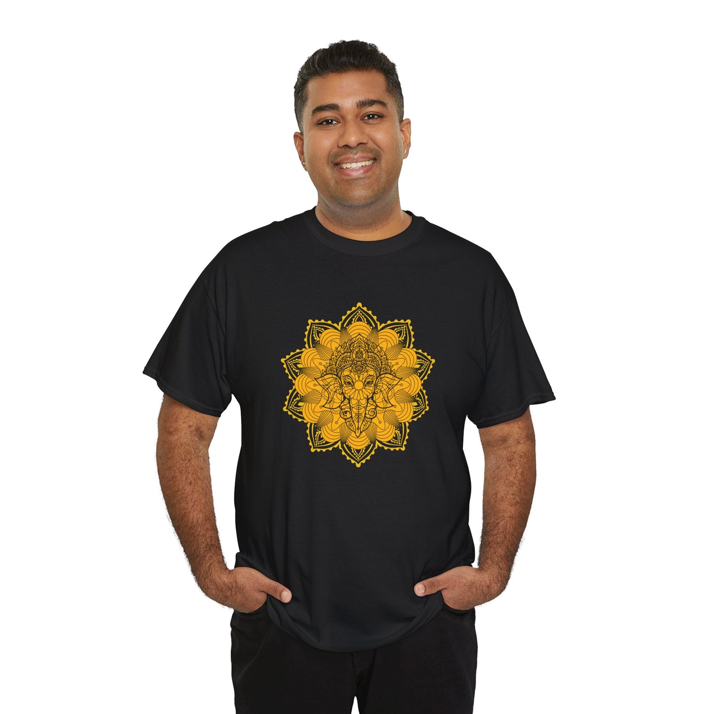 Unisex Heavy Cotton Tee-Ganesha Mandala