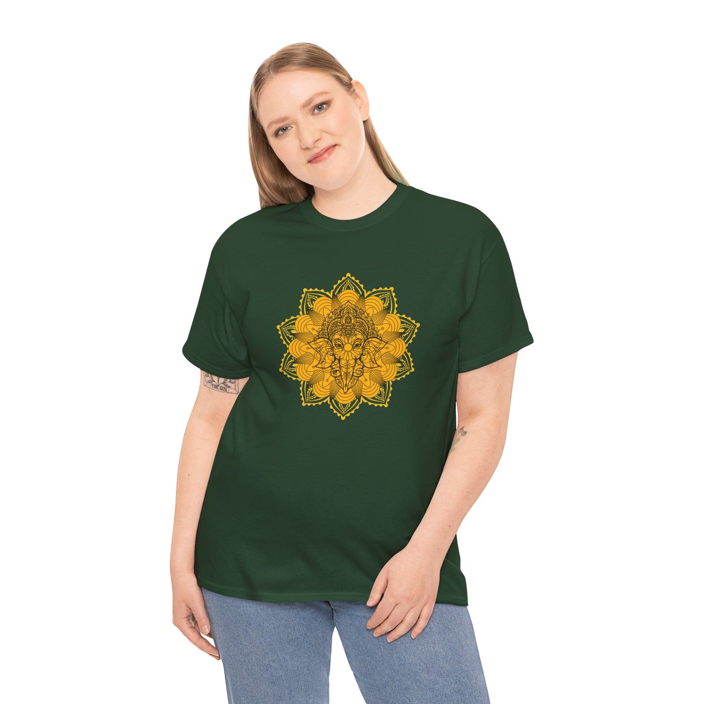 Unisex Heavy Cotton Tee-Ganesha Mandala