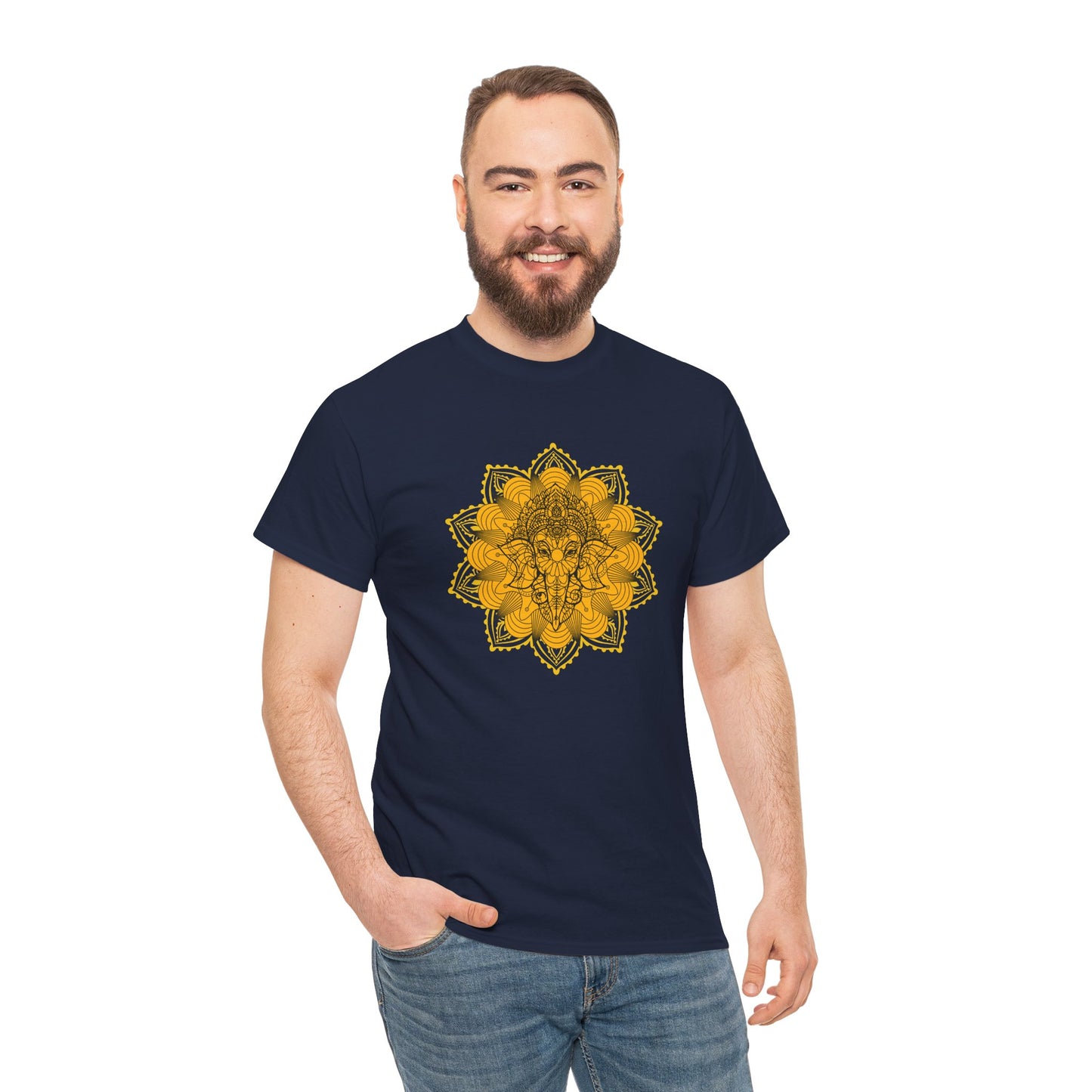 Unisex Heavy Cotton Tee-Ganesha Mandala