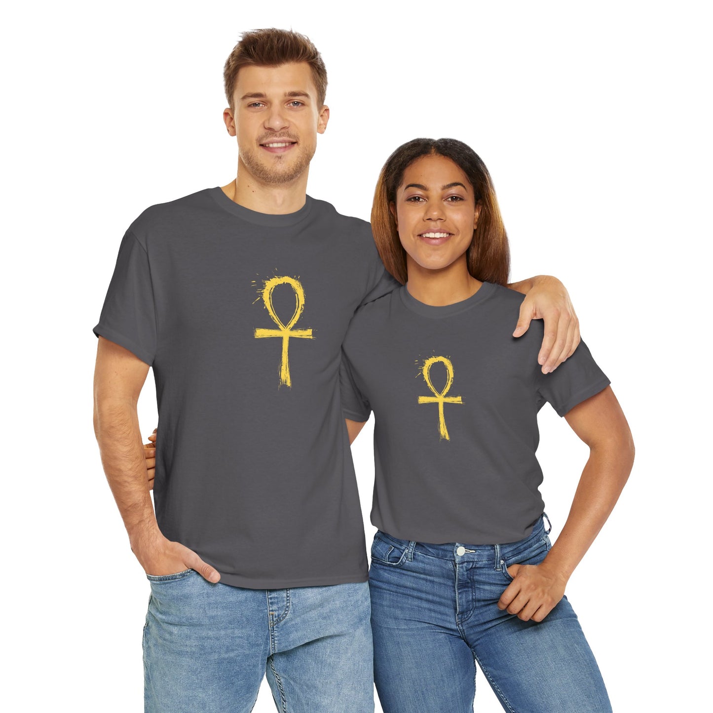 Unisex Heavy Cotton Tee-Golden Ankh