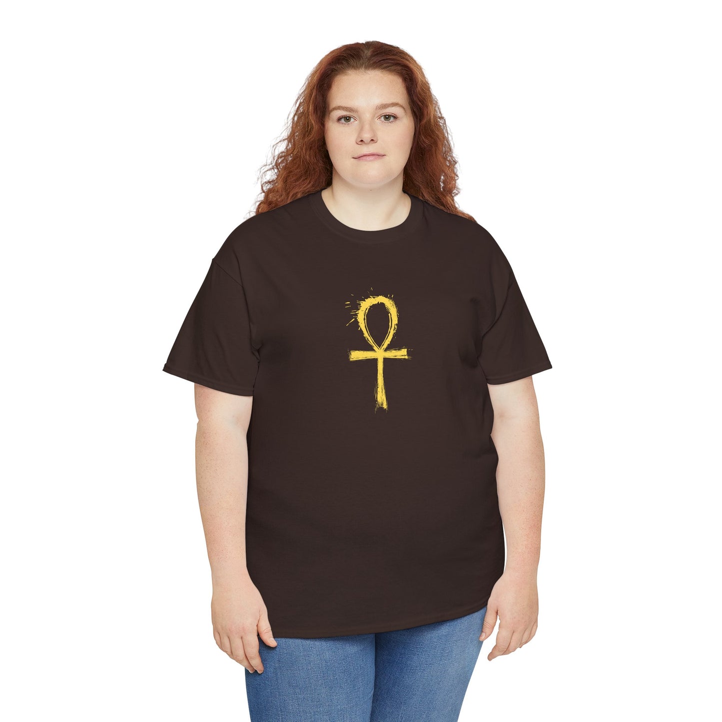 Unisex Heavy Cotton Tee-Golden Ankh
