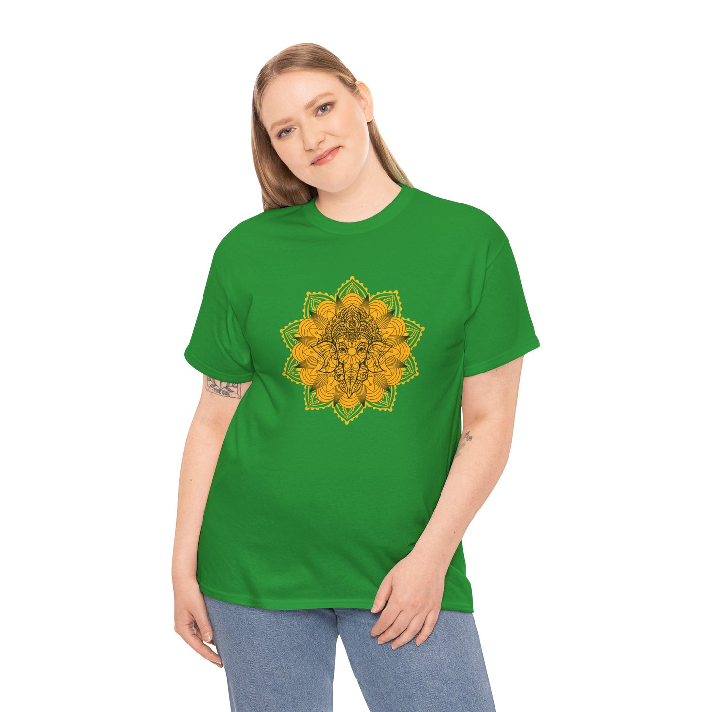 Unisex Heavy Cotton Tee-Ganesha Mandala