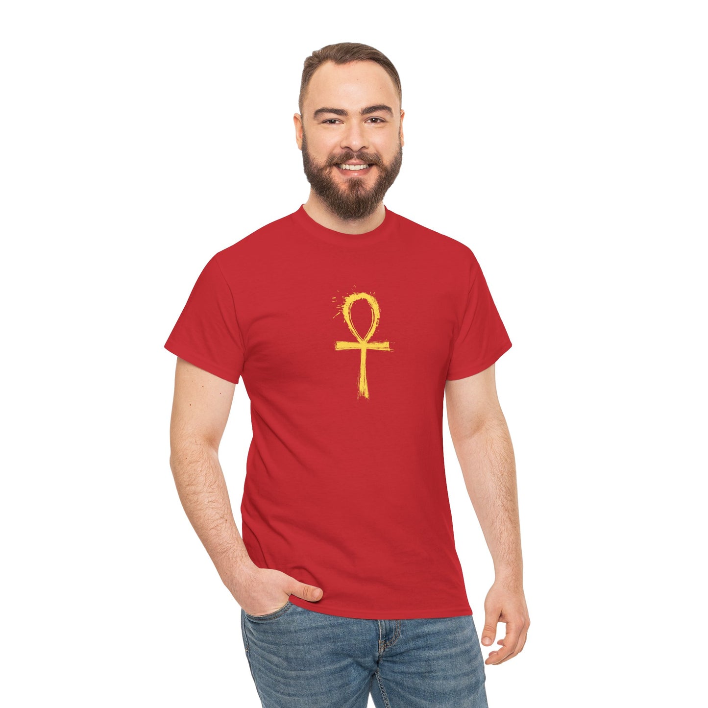 Unisex Heavy Cotton Tee-Golden Ankh