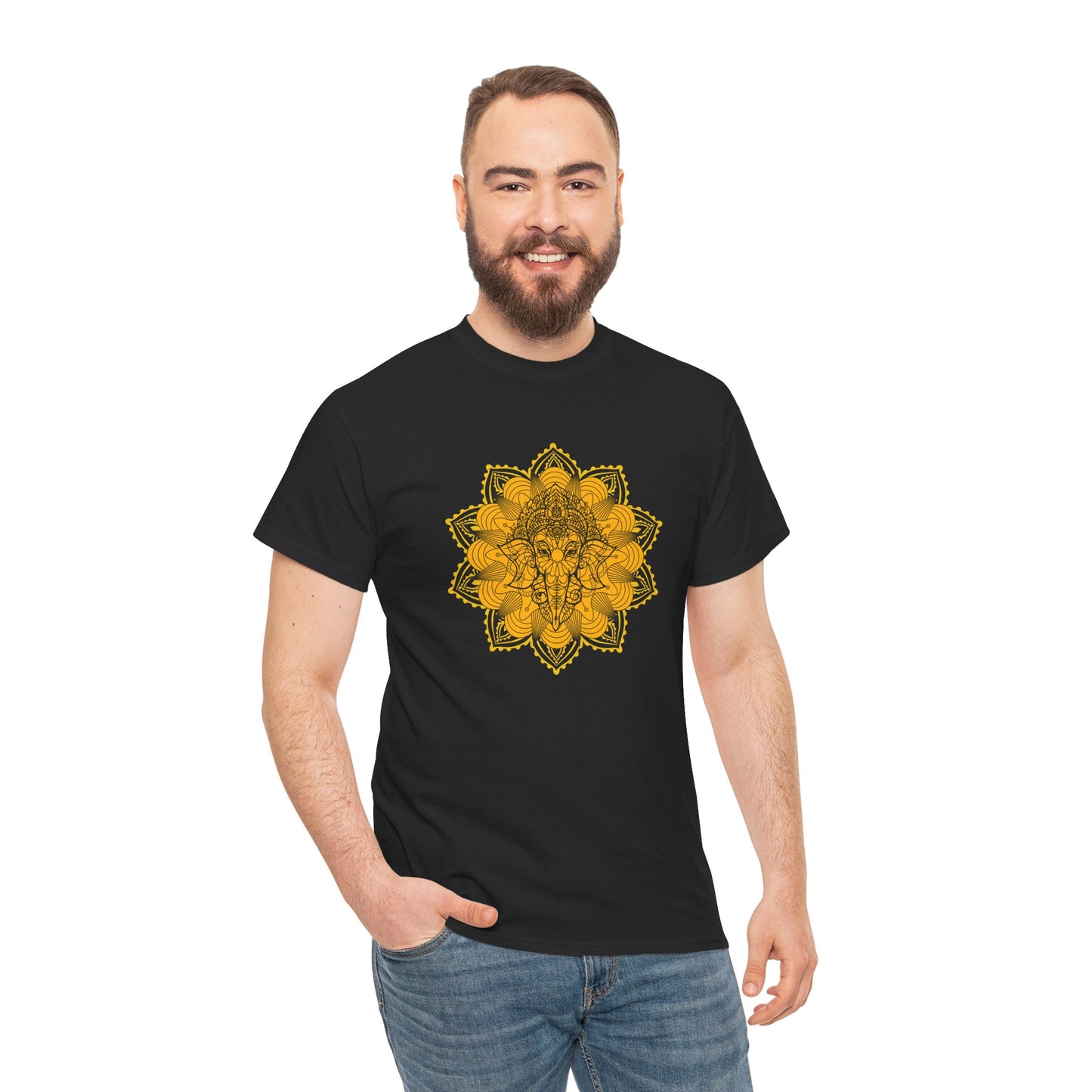 Unisex Heavy Cotton Tee-Ganesha Mandala