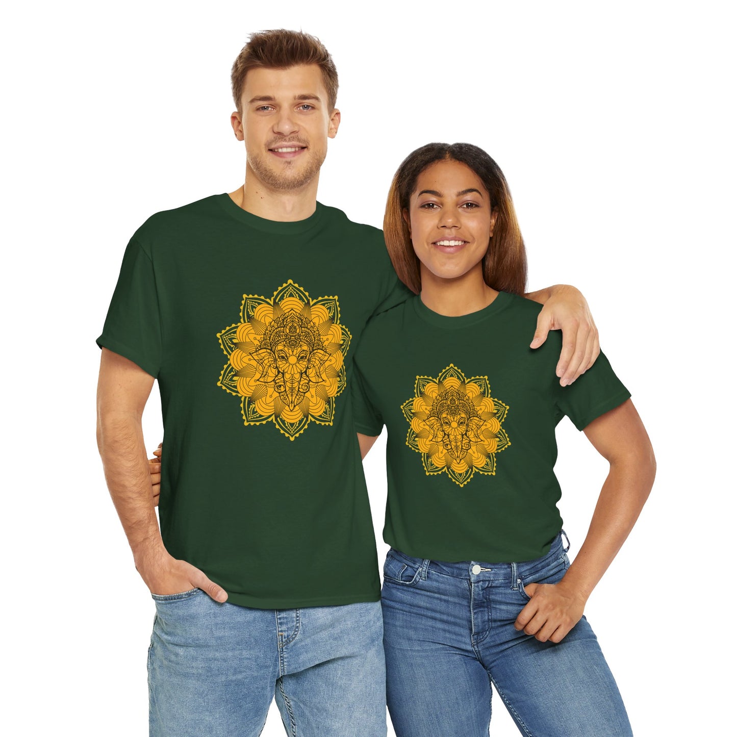 Unisex Heavy Cotton Tee-Ganesha Mandala