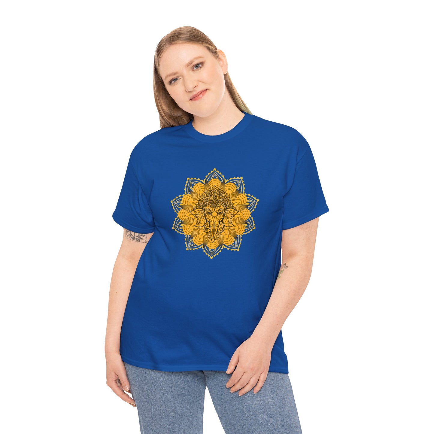 Unisex Heavy Cotton Tee-Ganesha Mandala