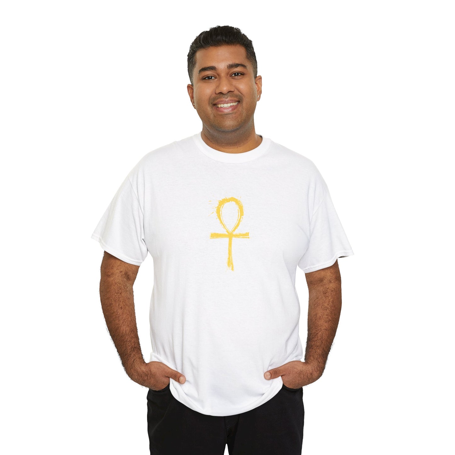 Unisex Heavy Cotton Tee-Golden Ankh