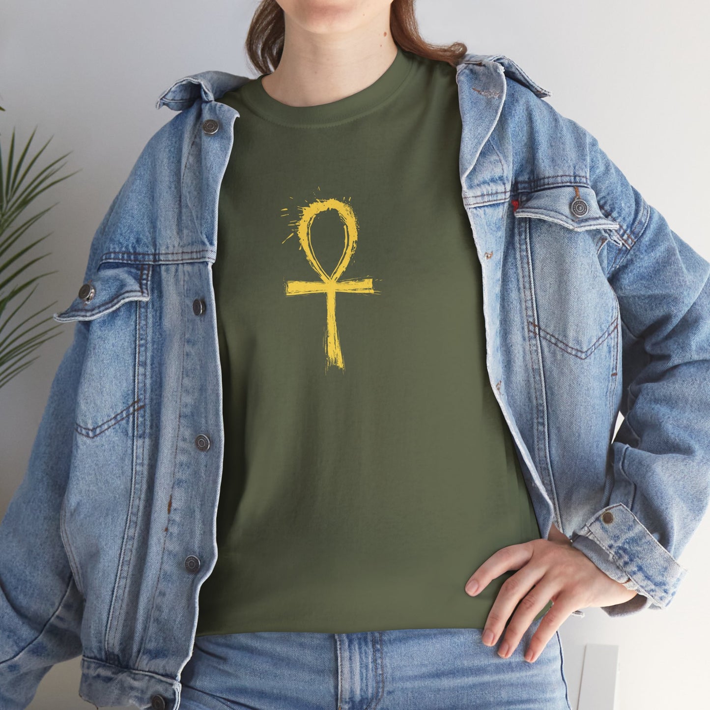 Unisex Heavy Cotton Tee-Golden Ankh