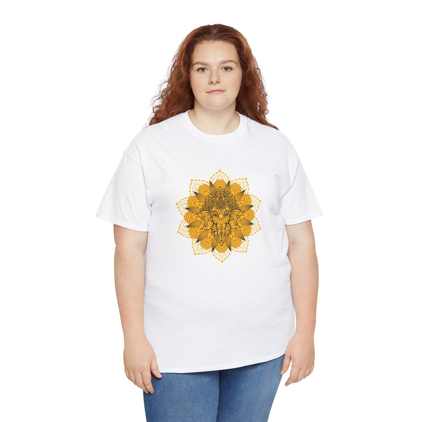 Unisex Heavy Cotton Tee-Ganesha Mandala