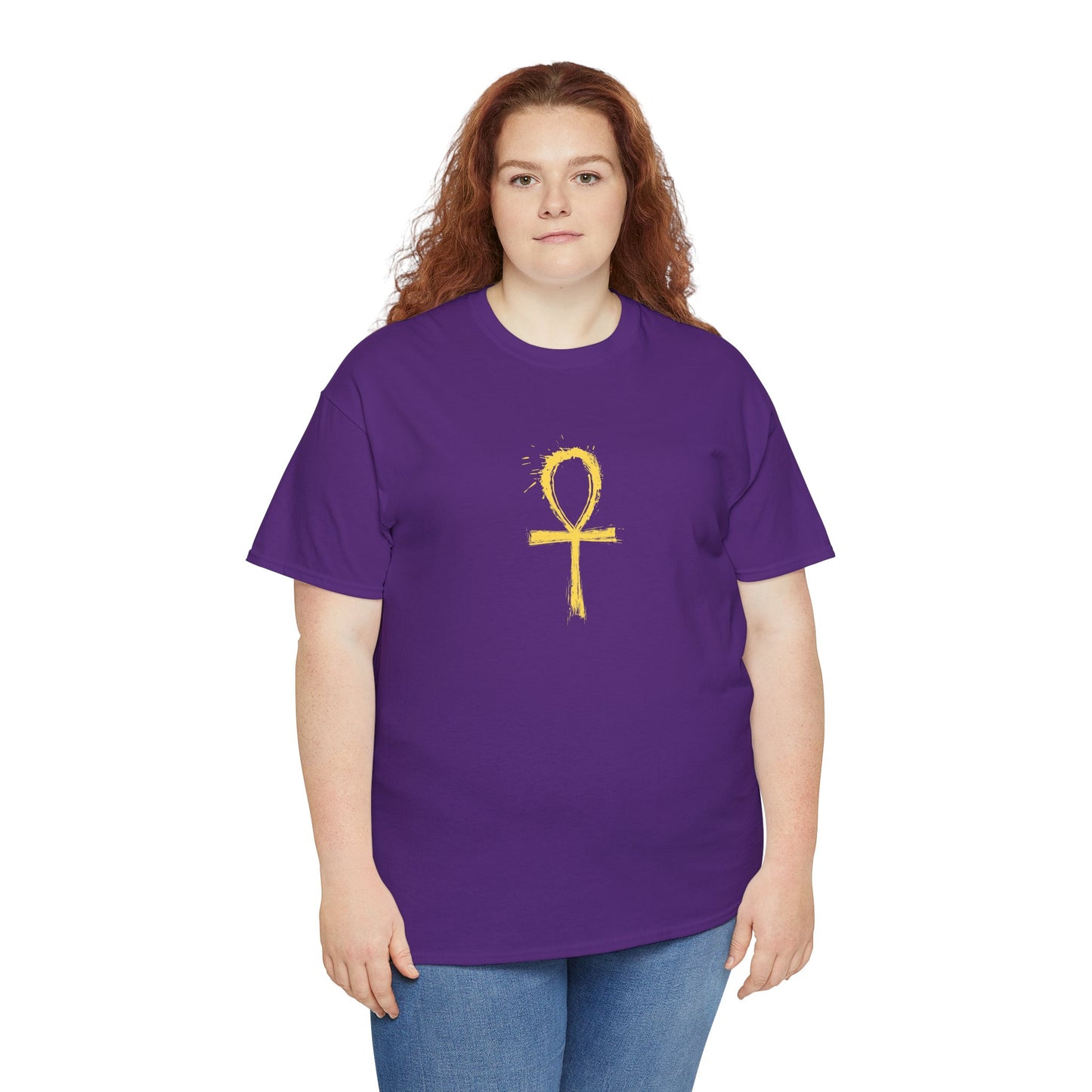 Unisex Heavy Cotton Tee-Golden Ankh