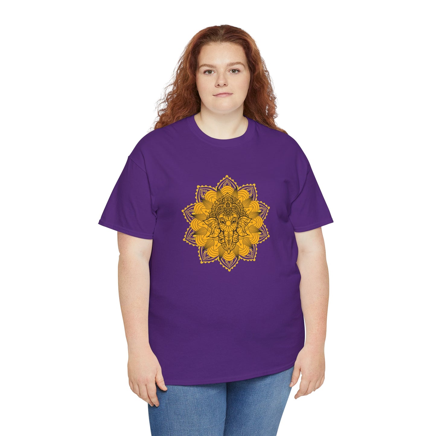 Unisex Heavy Cotton Tee-Ganesha Mandala