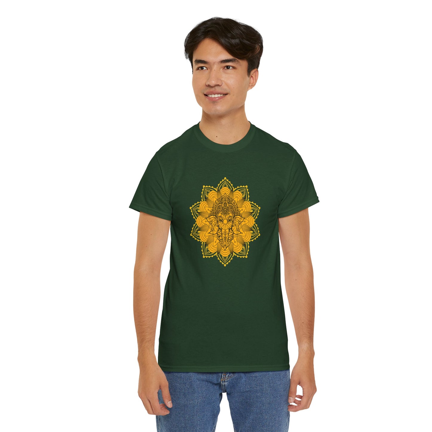 Unisex Heavy Cotton Tee-Ganesha Mandala