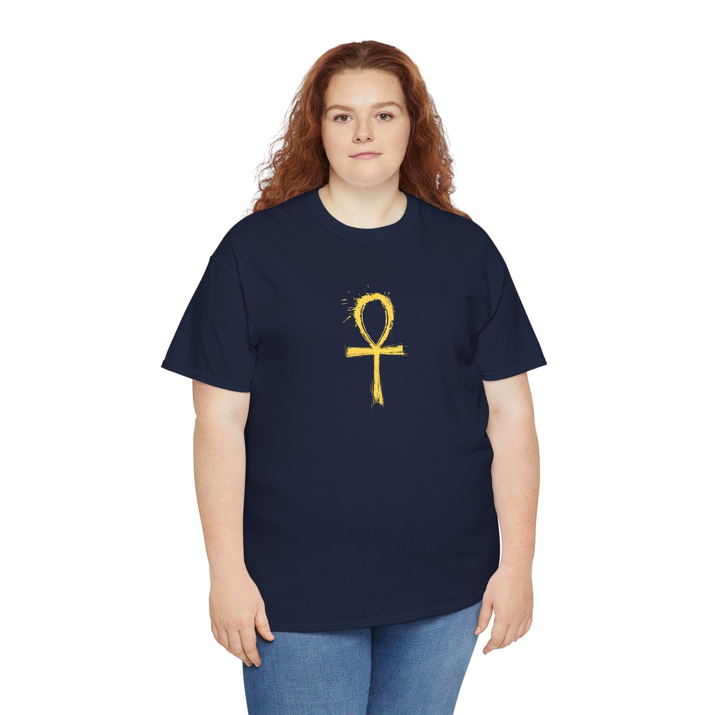 Unisex Heavy Cotton Tee-Golden Ankh