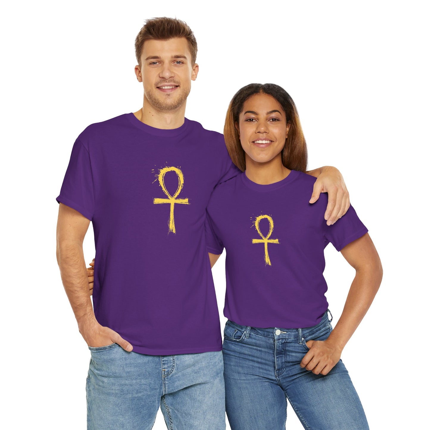 Unisex Heavy Cotton Tee-Golden Ankh