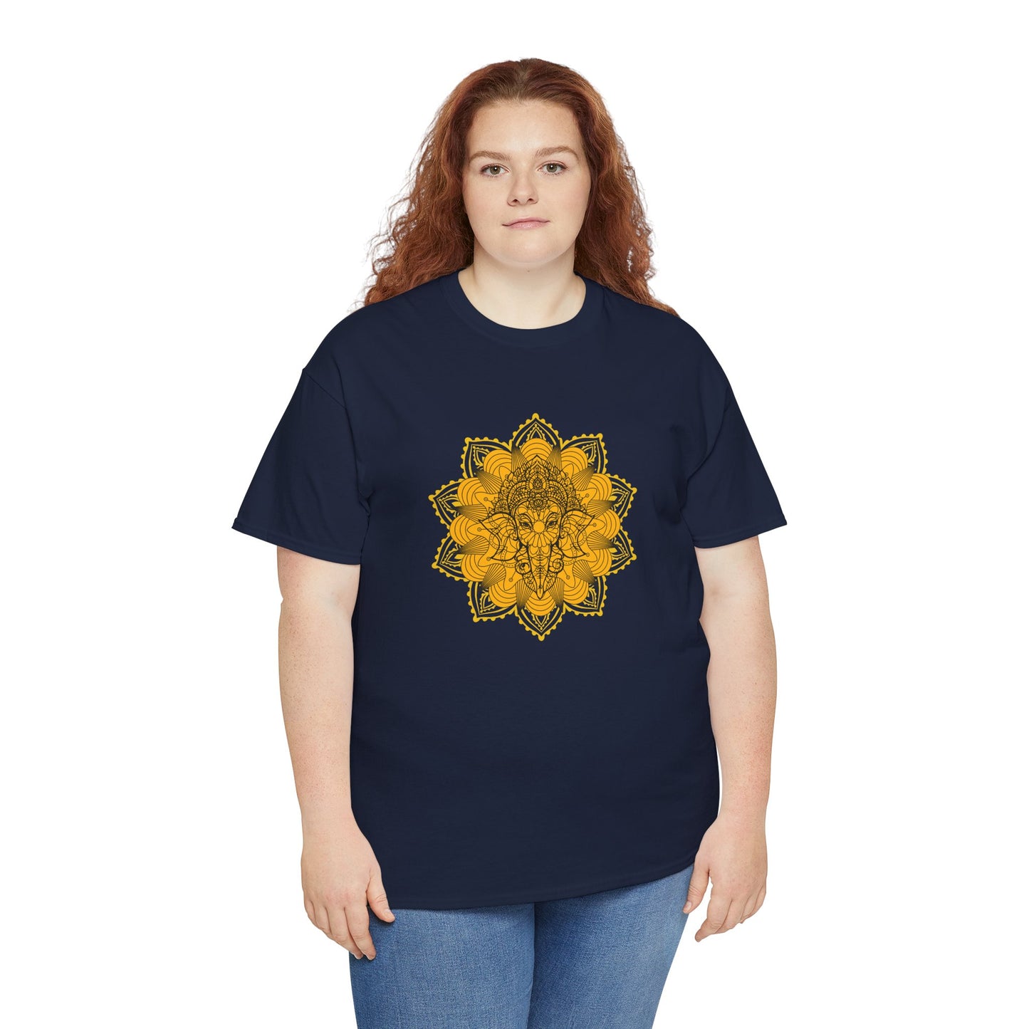 Unisex Heavy Cotton Tee-Ganesha Mandala