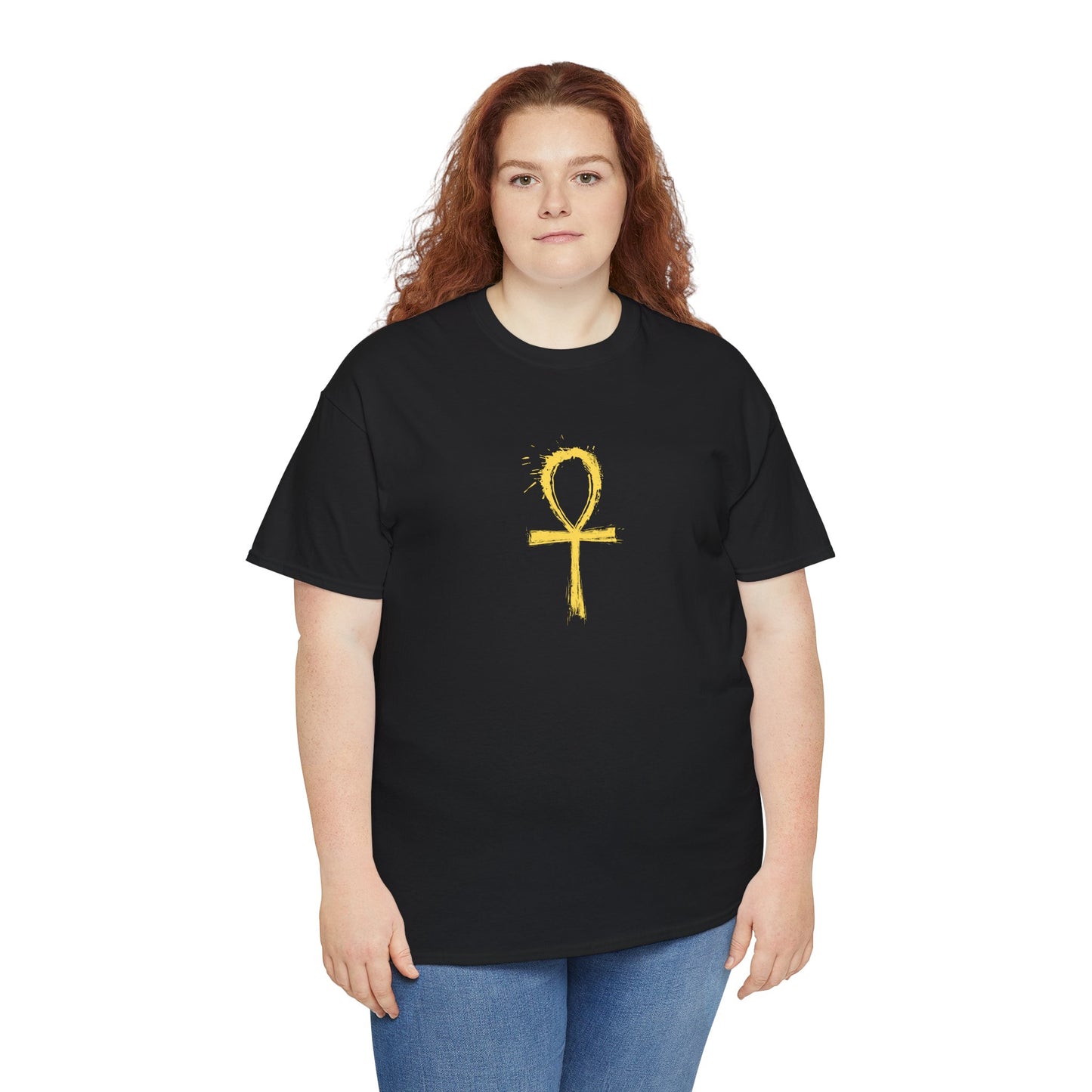 Unisex Heavy Cotton Tee-Golden Ankh