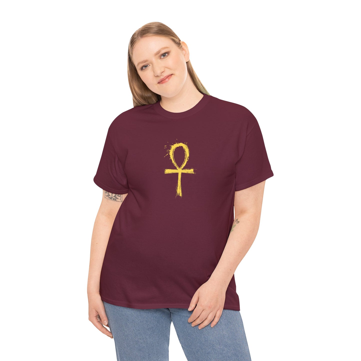 Unisex Heavy Cotton Tee-Golden Ankh