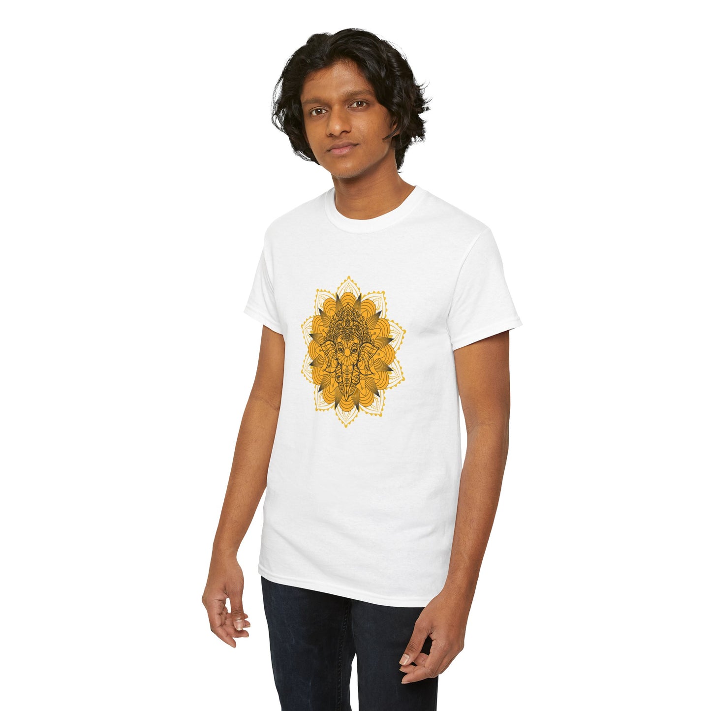Unisex Heavy Cotton Tee-Ganesha Mandala