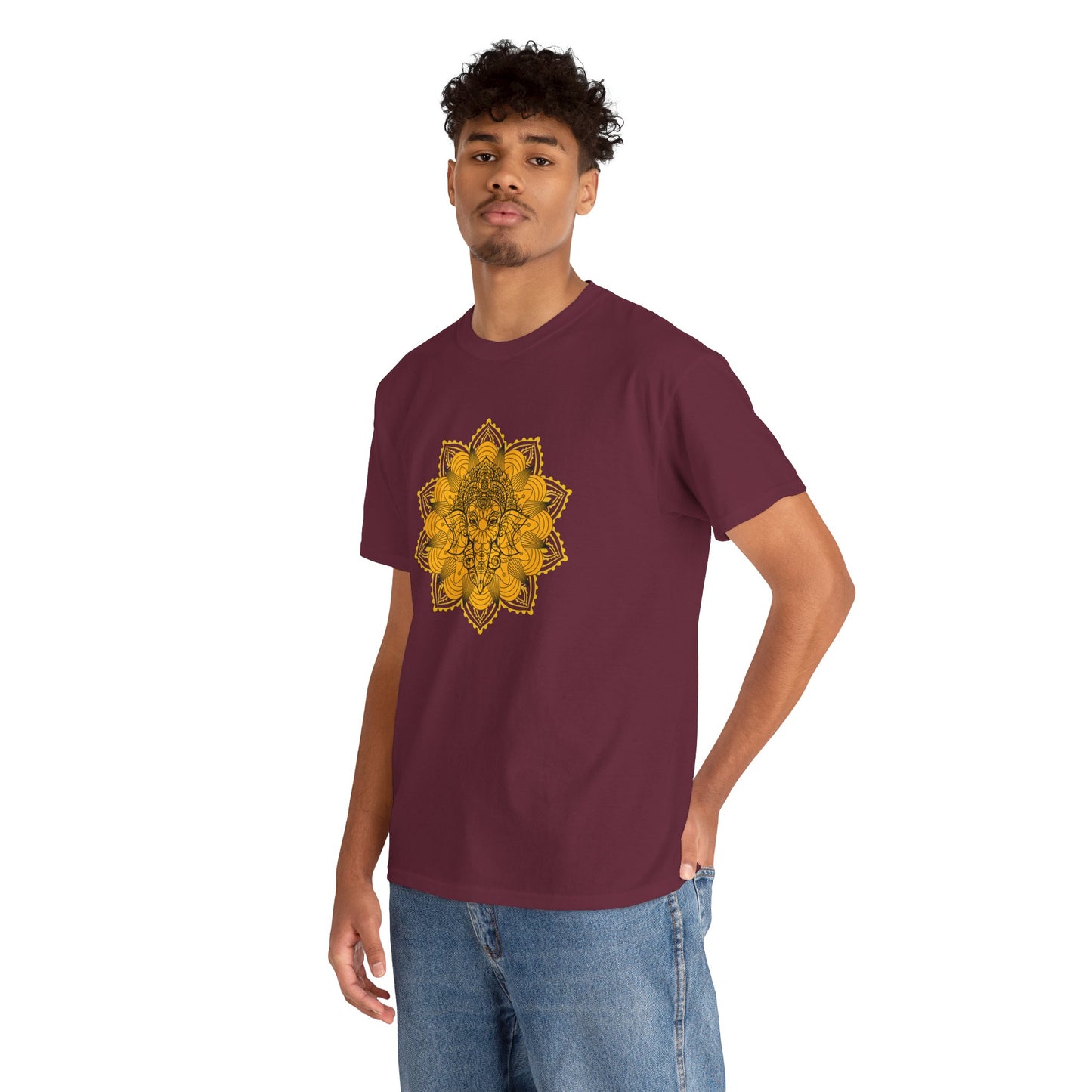 Unisex Heavy Cotton Tee-Ganesha Mandala