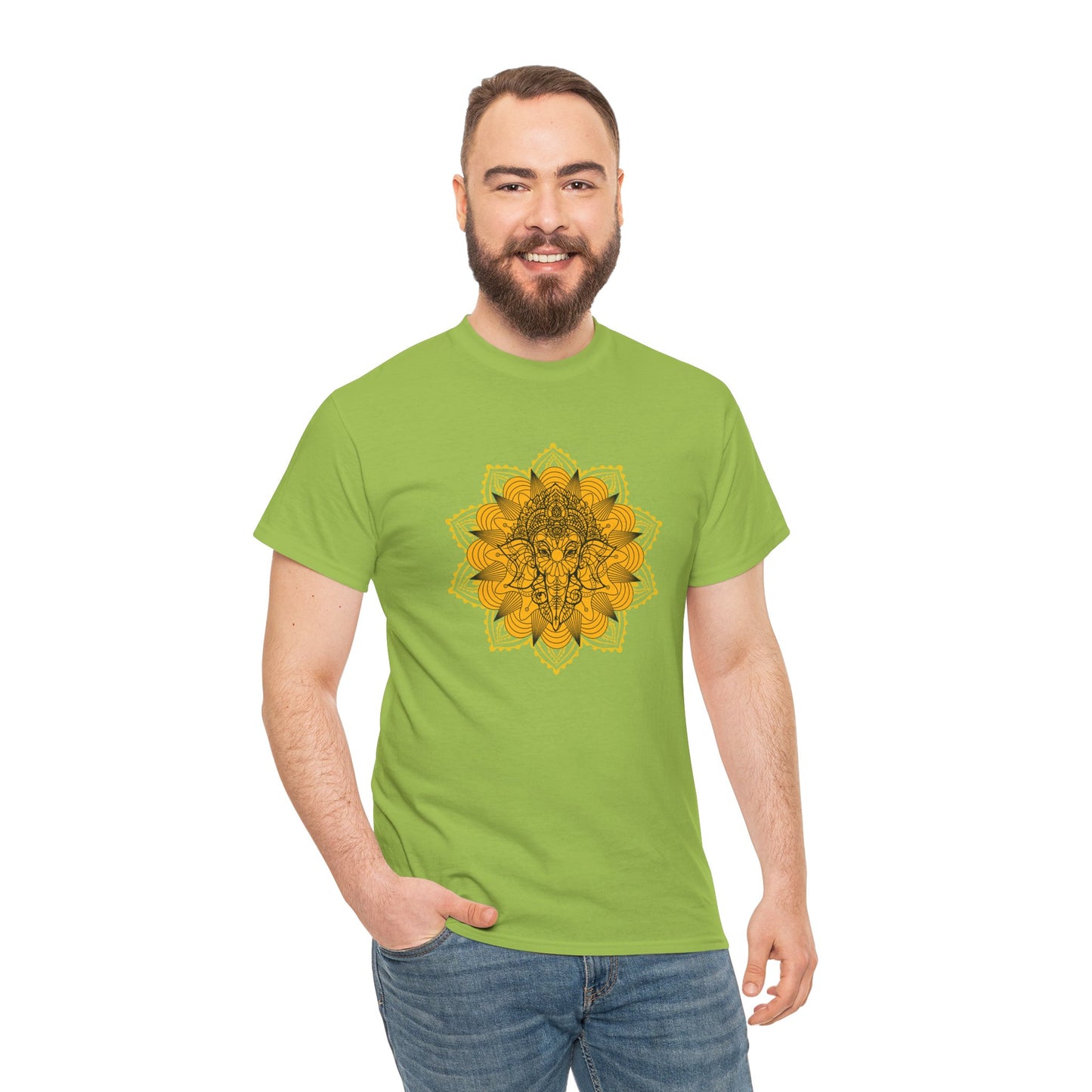 Unisex Heavy Cotton Tee-Ganesha Mandala