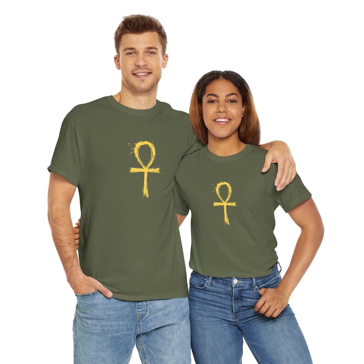 Unisex Heavy Cotton Tee-Golden Ankh