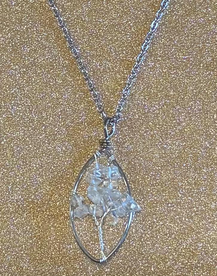 Crystal Oval Tree of Life Necklace