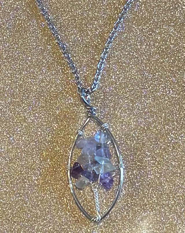 Crystal Oval Tree of Life Necklace