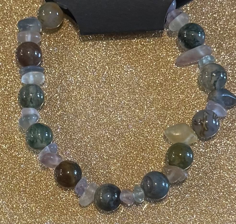 Mixed chipped and Beaded Crystal Bracelet