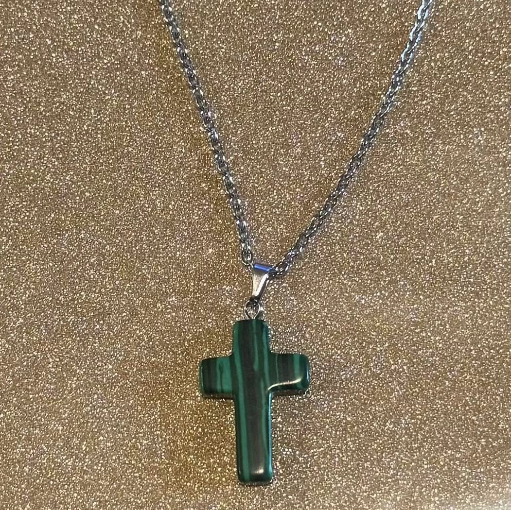 Malachite Cross Necklace