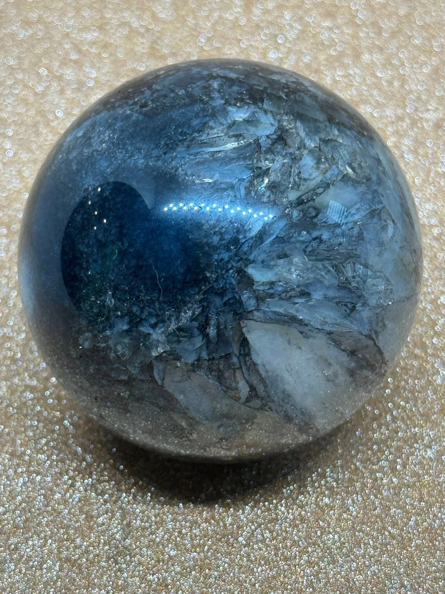 Black Tourmalinated Quartz Sphere