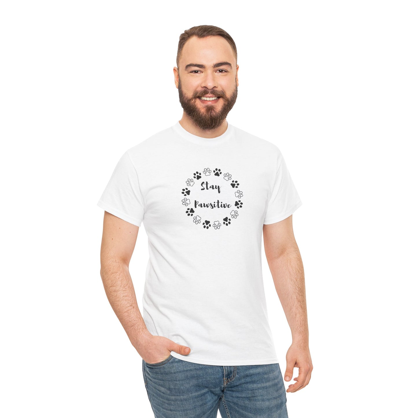 Unisex Heavy Cotton Tee- Stay Pawsitive