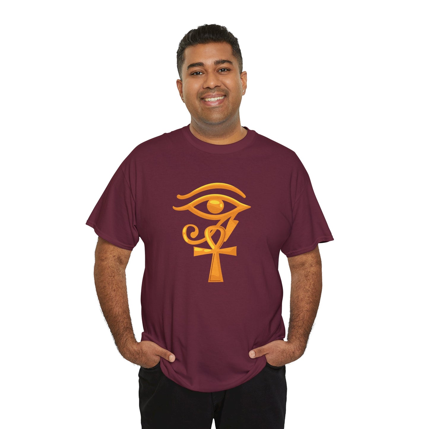Unisex Heavy Cotton Tee- Eye of Horus Ankh