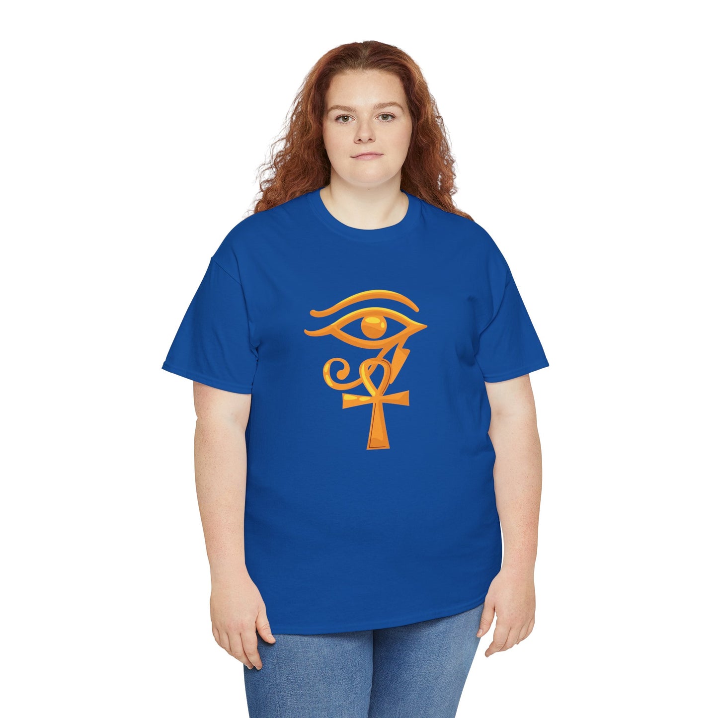 Unisex Heavy Cotton Tee- Eye of Horus Ankh