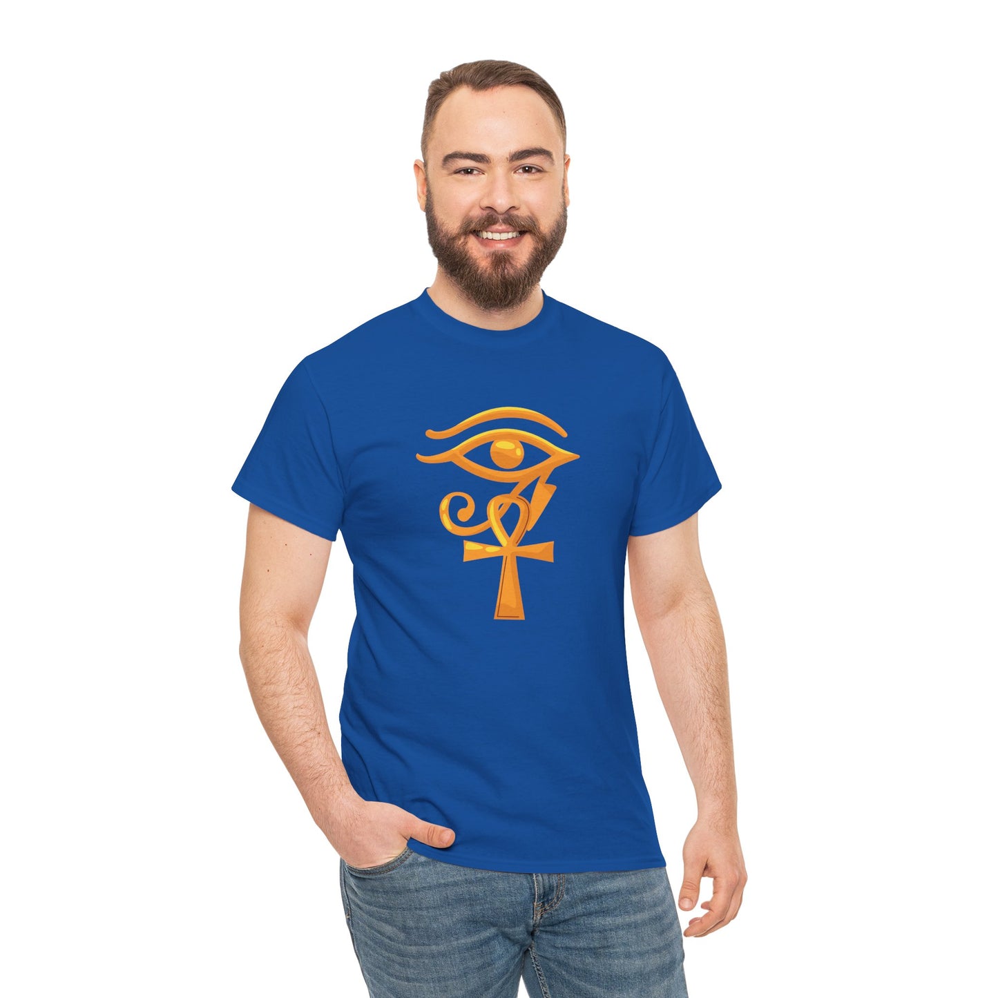 Unisex Heavy Cotton Tee- Eye of Horus Ankh