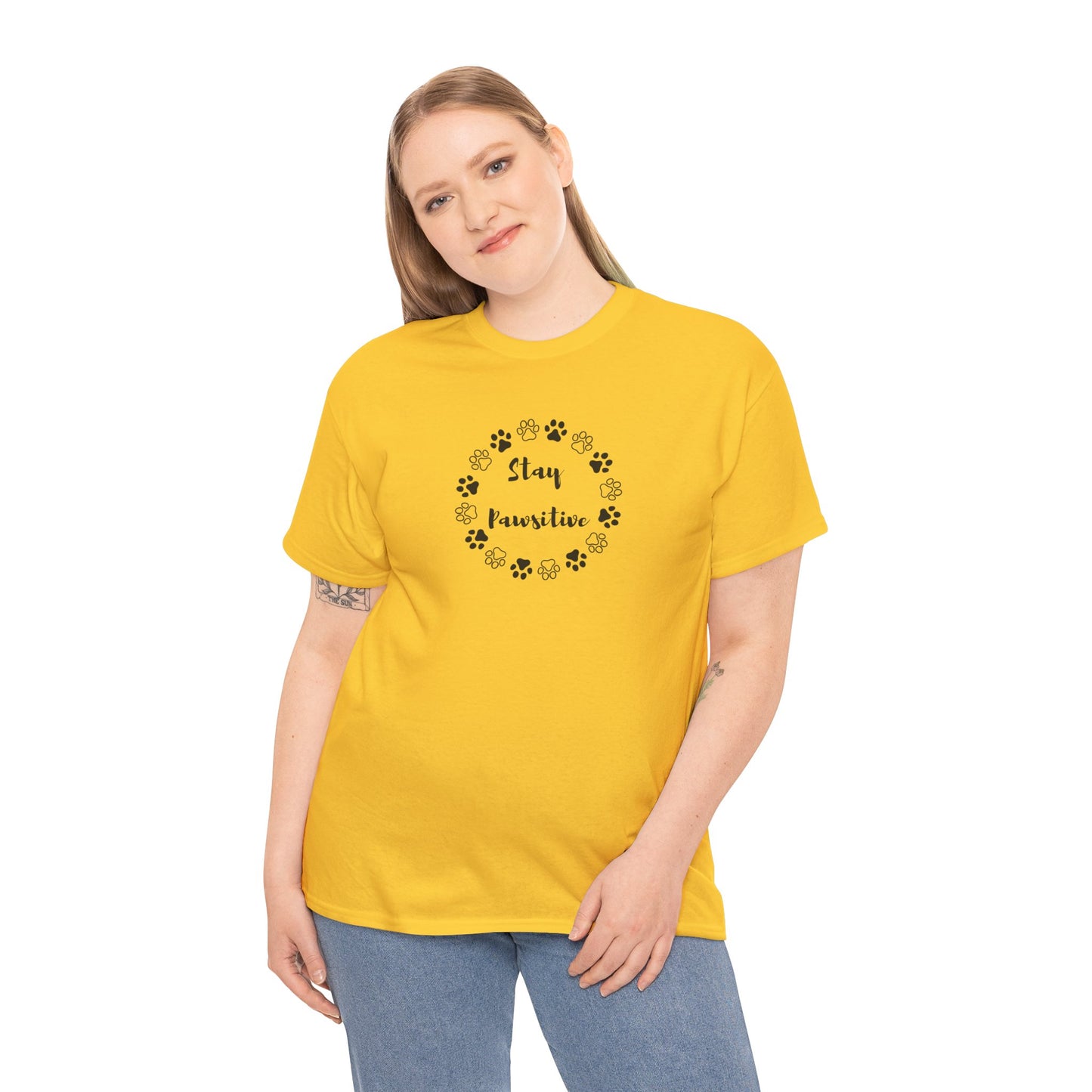 Unisex Heavy Cotton Tee- Stay Pawsitive