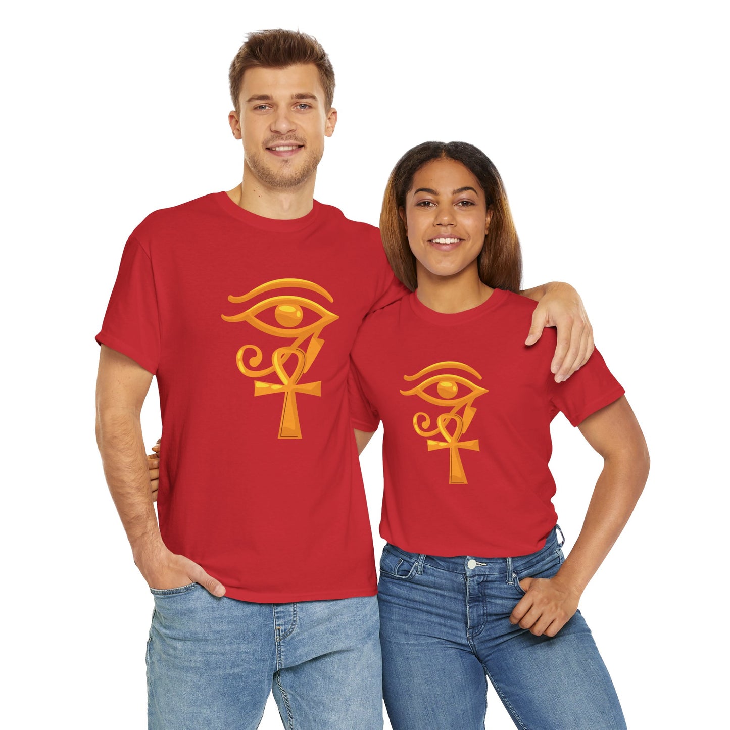 Unisex Heavy Cotton Tee- Eye of Horus Ankh