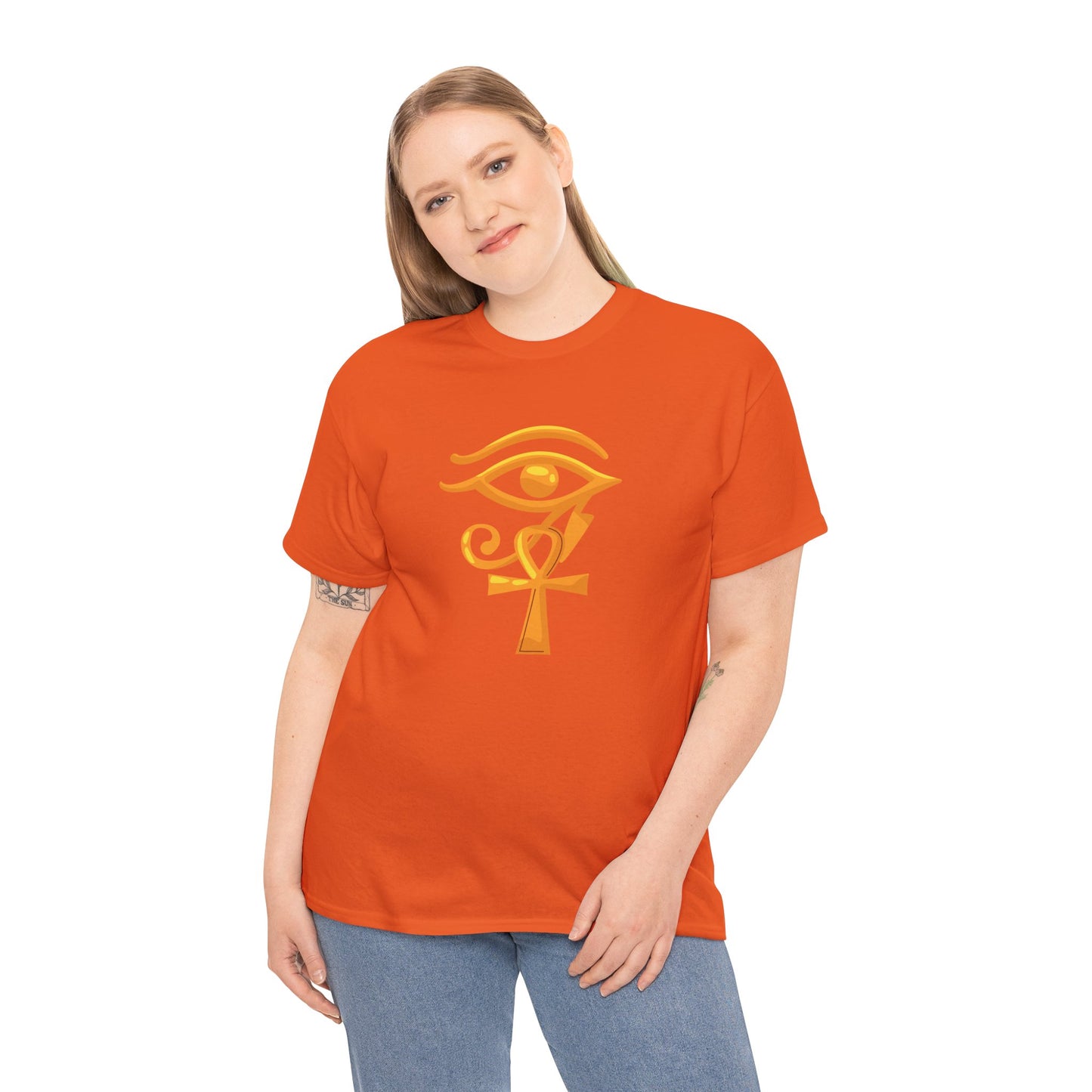 Unisex Heavy Cotton Tee- Eye of Horus Ankh