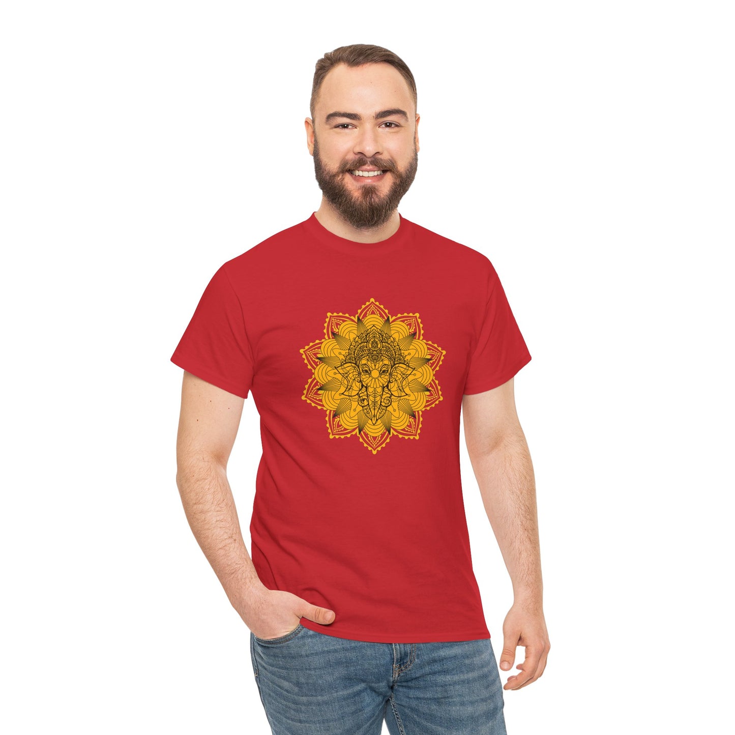 Unisex Heavy Cotton Tee-Ganesha Mandala