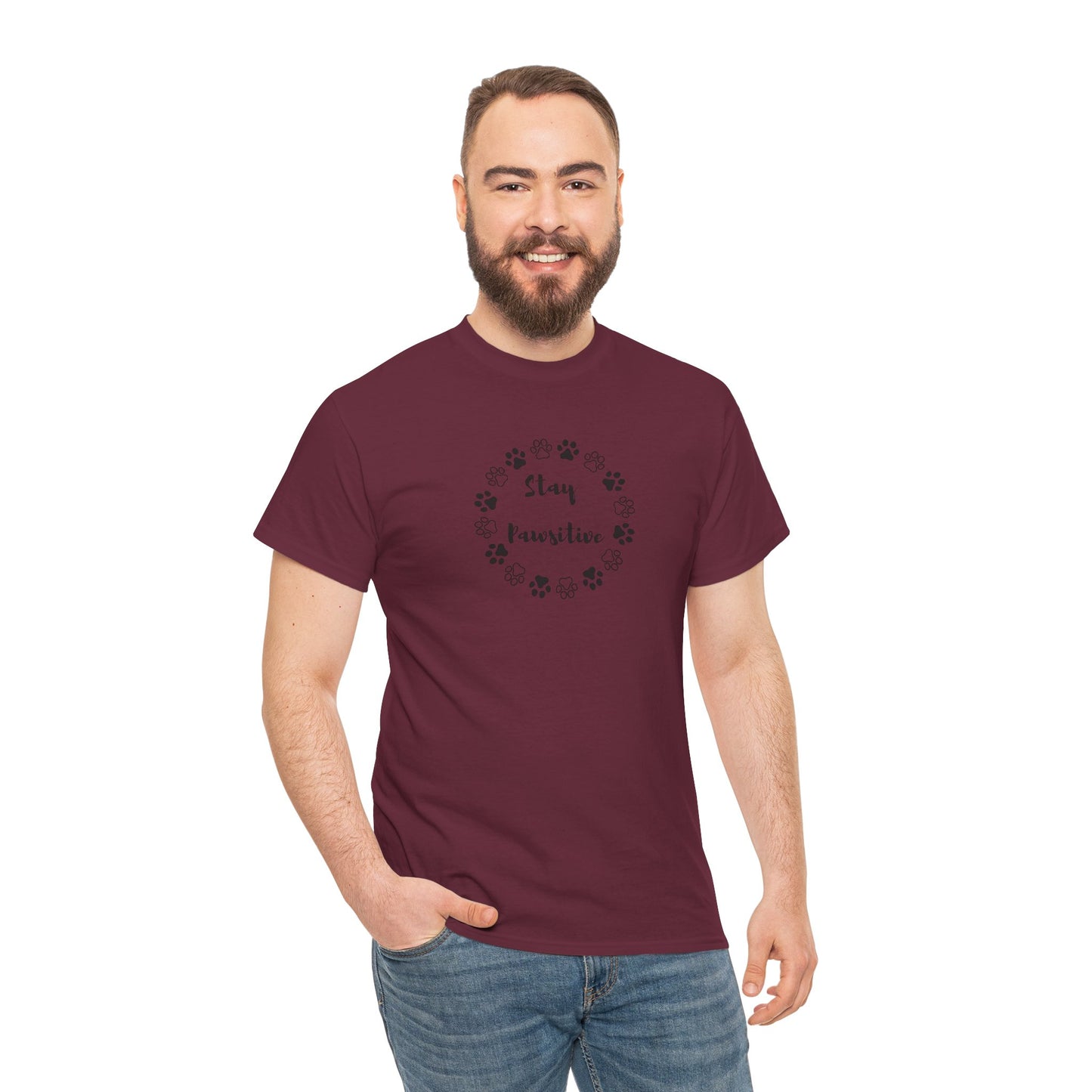 Unisex Heavy Cotton Tee- Stay Pawsitive