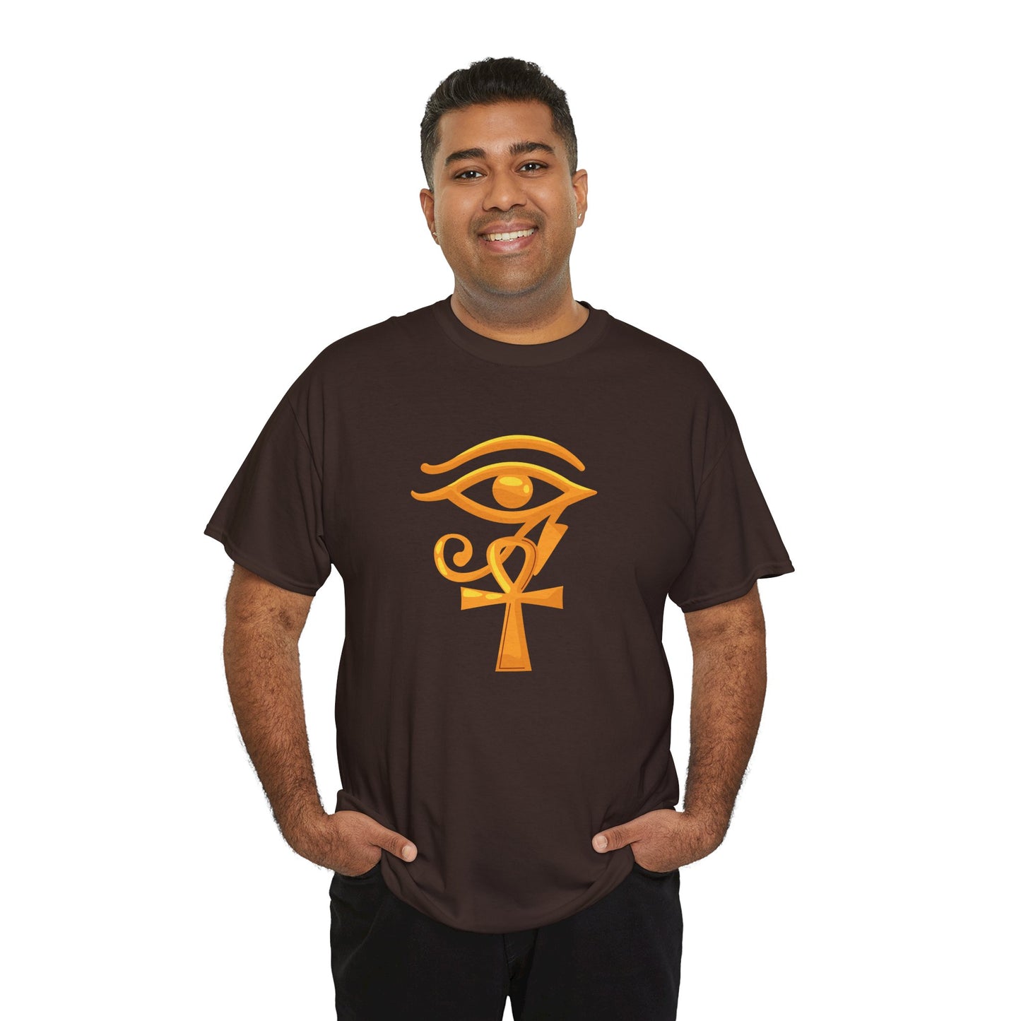 Unisex Heavy Cotton Tee- Eye of Horus Ankh