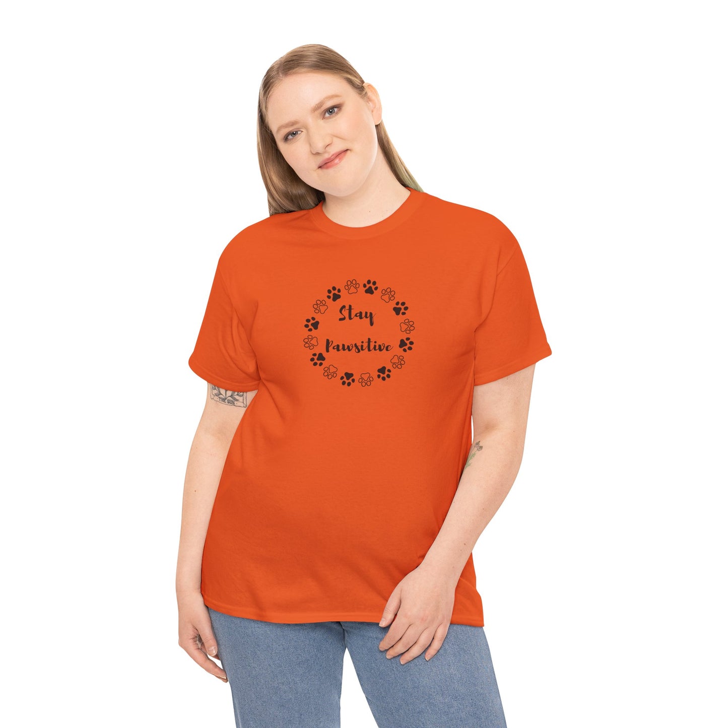 Unisex Heavy Cotton Tee- Stay Pawsitive