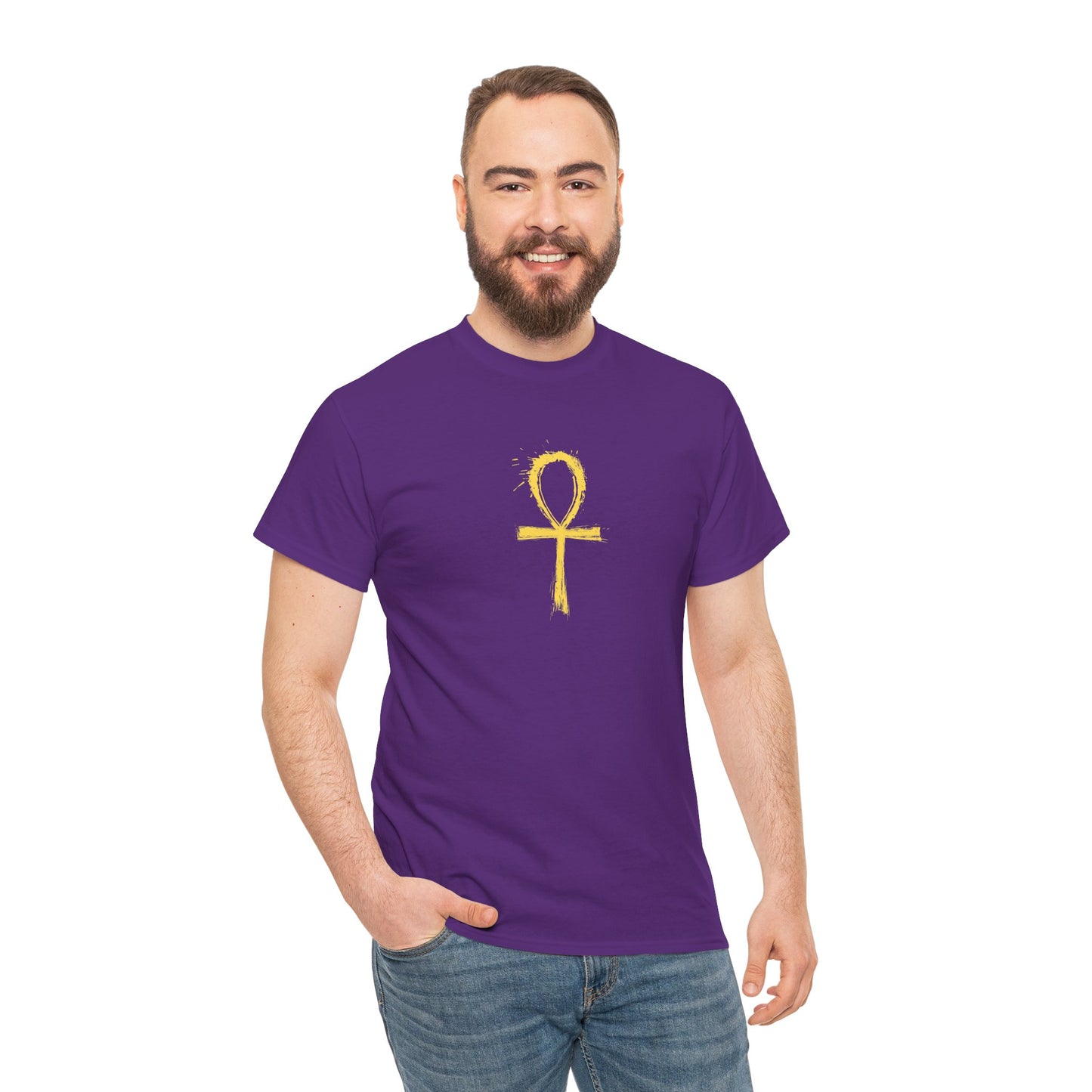 Unisex Heavy Cotton Tee-Golden Ankh