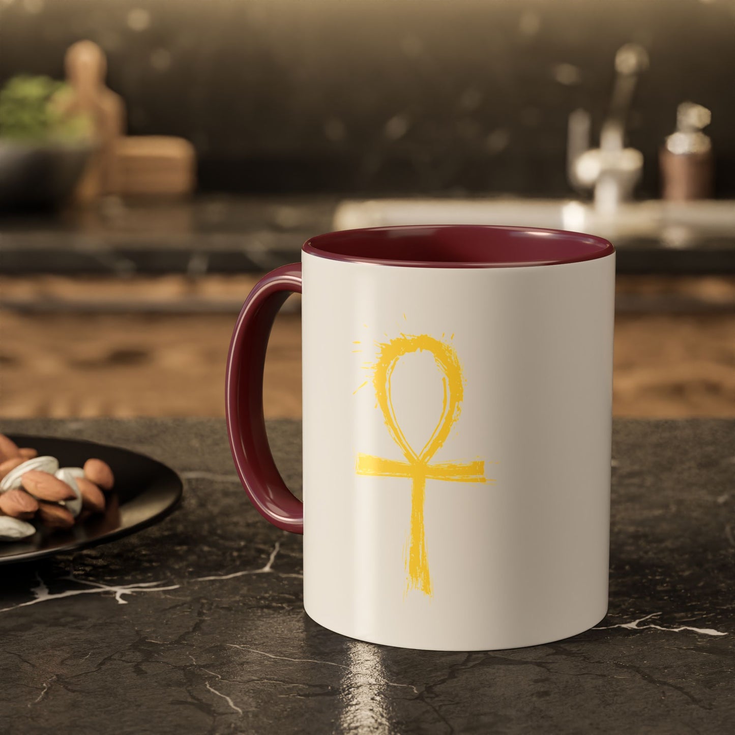 Colorful Mugs, 11oz-Golden Ankh