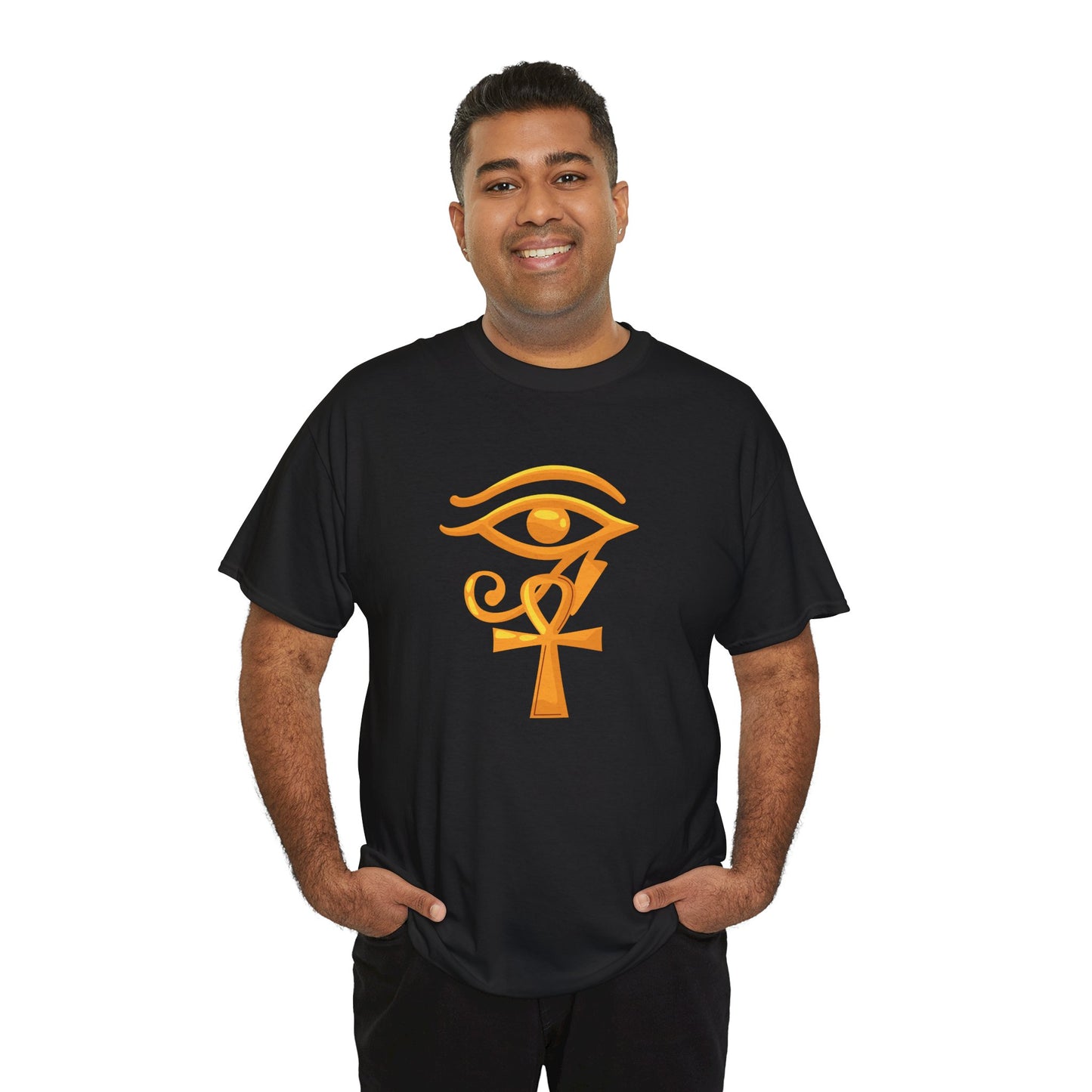 Unisex Heavy Cotton Tee- Eye of Horus Ankh