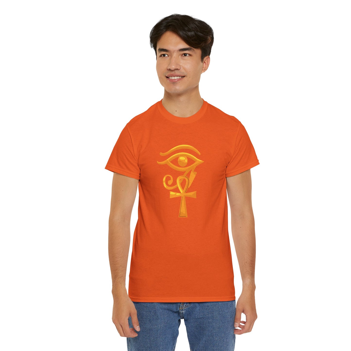 Unisex Heavy Cotton Tee- Eye of Horus Ankh
