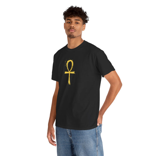 Unisex Heavy Cotton Tee-Golden Ankh