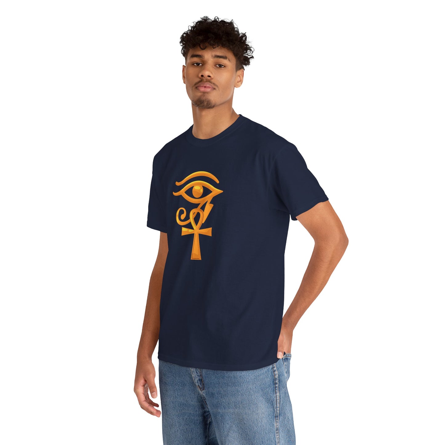 Unisex Heavy Cotton Tee- Eye of Horus Ankh